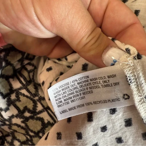 Knox Rose Black White V-Neck Embroidered Long Sleeve Tie Detail Dress‎ Milkmaid - Picture 9 of 10